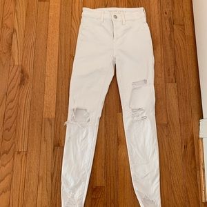 American Eagle White Ripped Denim Jeans